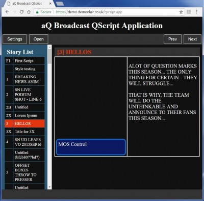 aQ Broadcast Launches QScript.app for On-Air Mobility